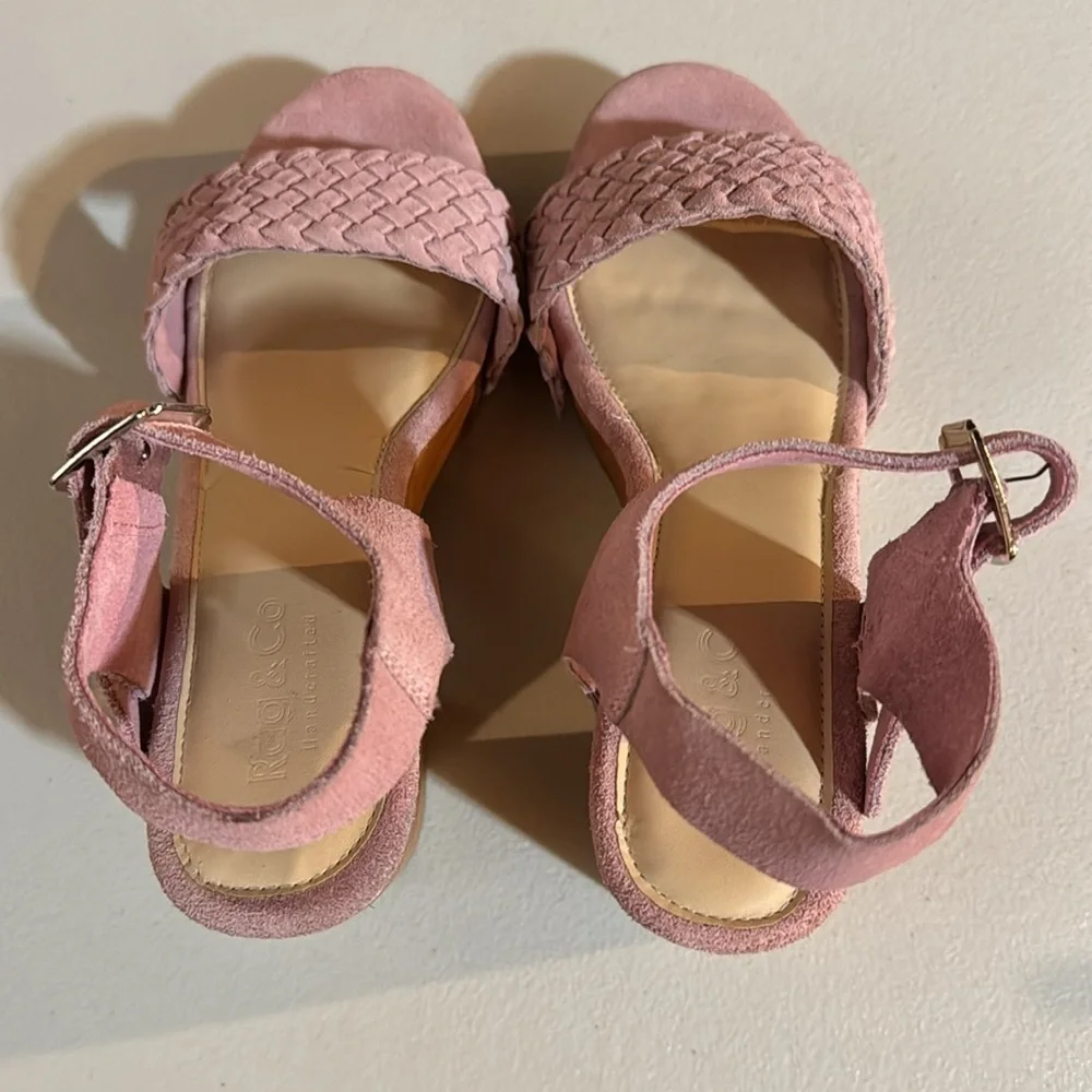 Rag & Co APRIL Light Pink Wooden Clogs In Suede Weave. Size 10 - Picture 5 of 11